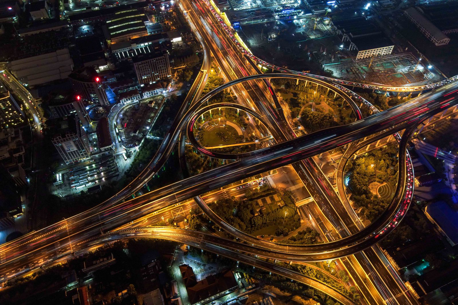 Evening traffic on a Toronto highway interchange, the kind of peak-hour flow our pickup times allow for