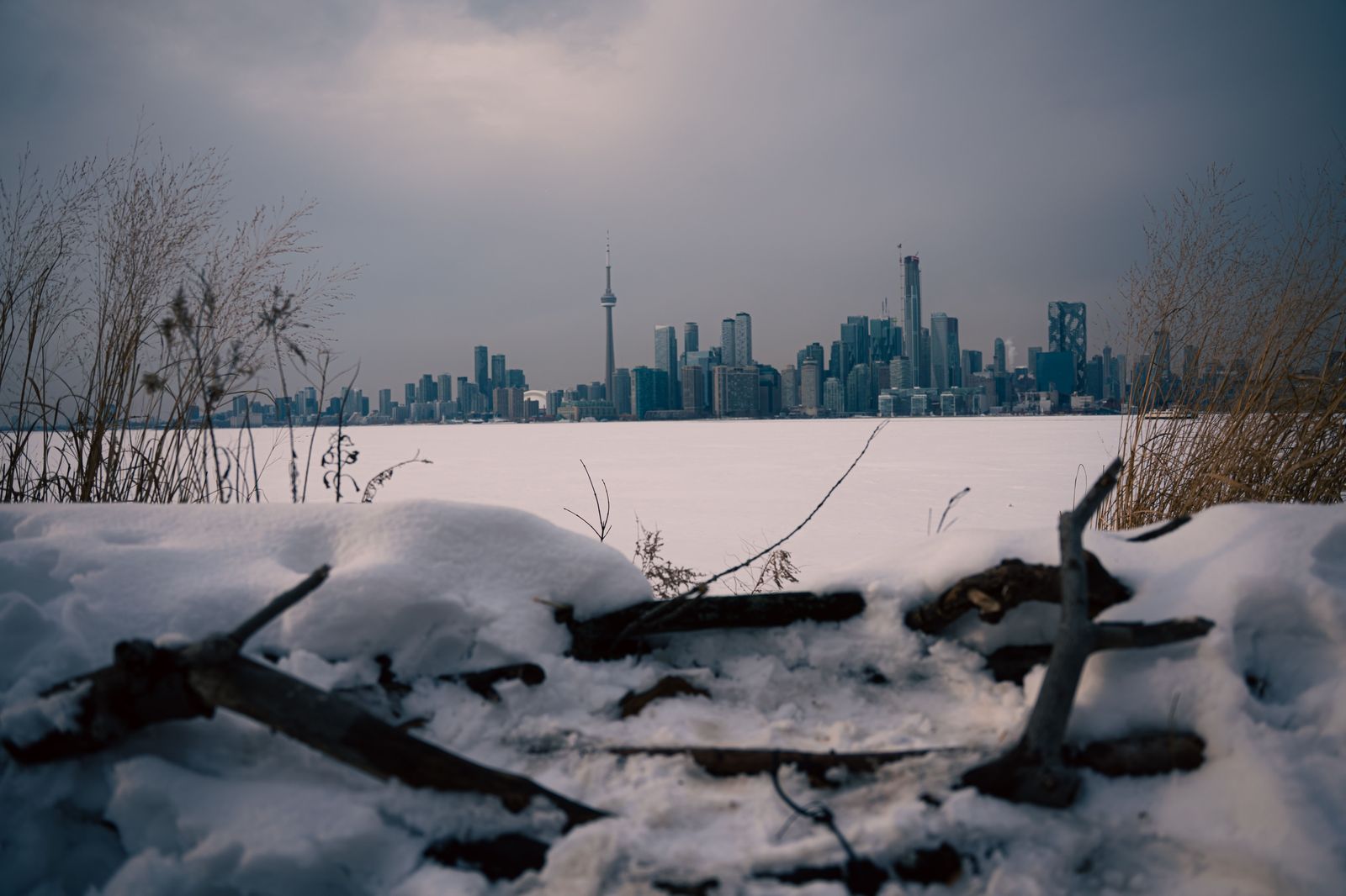 The Toronto skyline in winter, the view many Filipino visitors see first in December