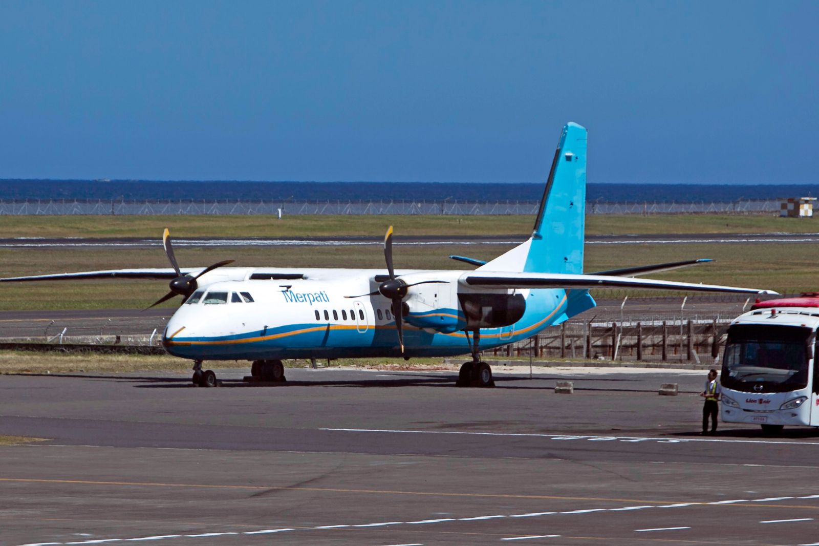 A turboprop business aircraft parked on the ramp at Toronto's island airport