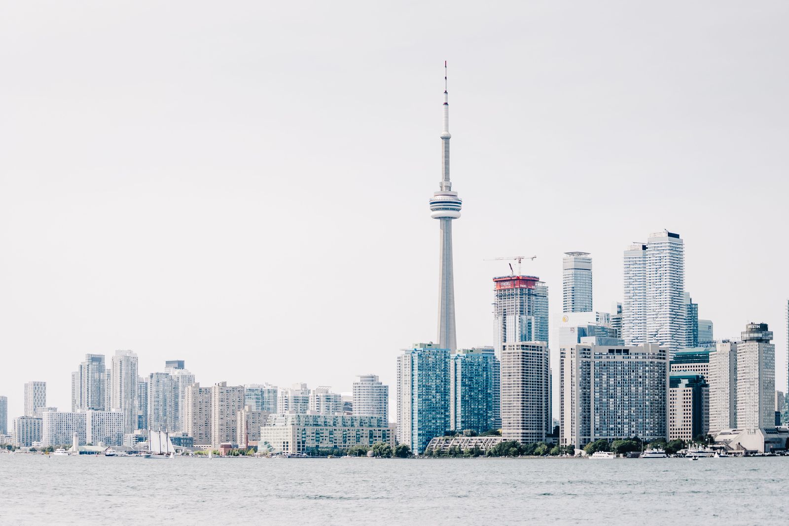 Queens Quay and the waterfront road leading from the island airport toward downtown Toronto