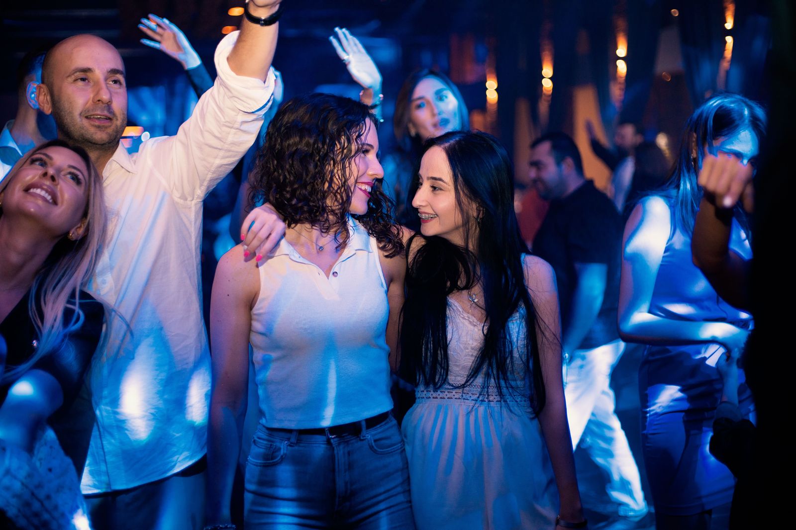 A stagette group in the middle of a night out in Toronto's Entertainment District