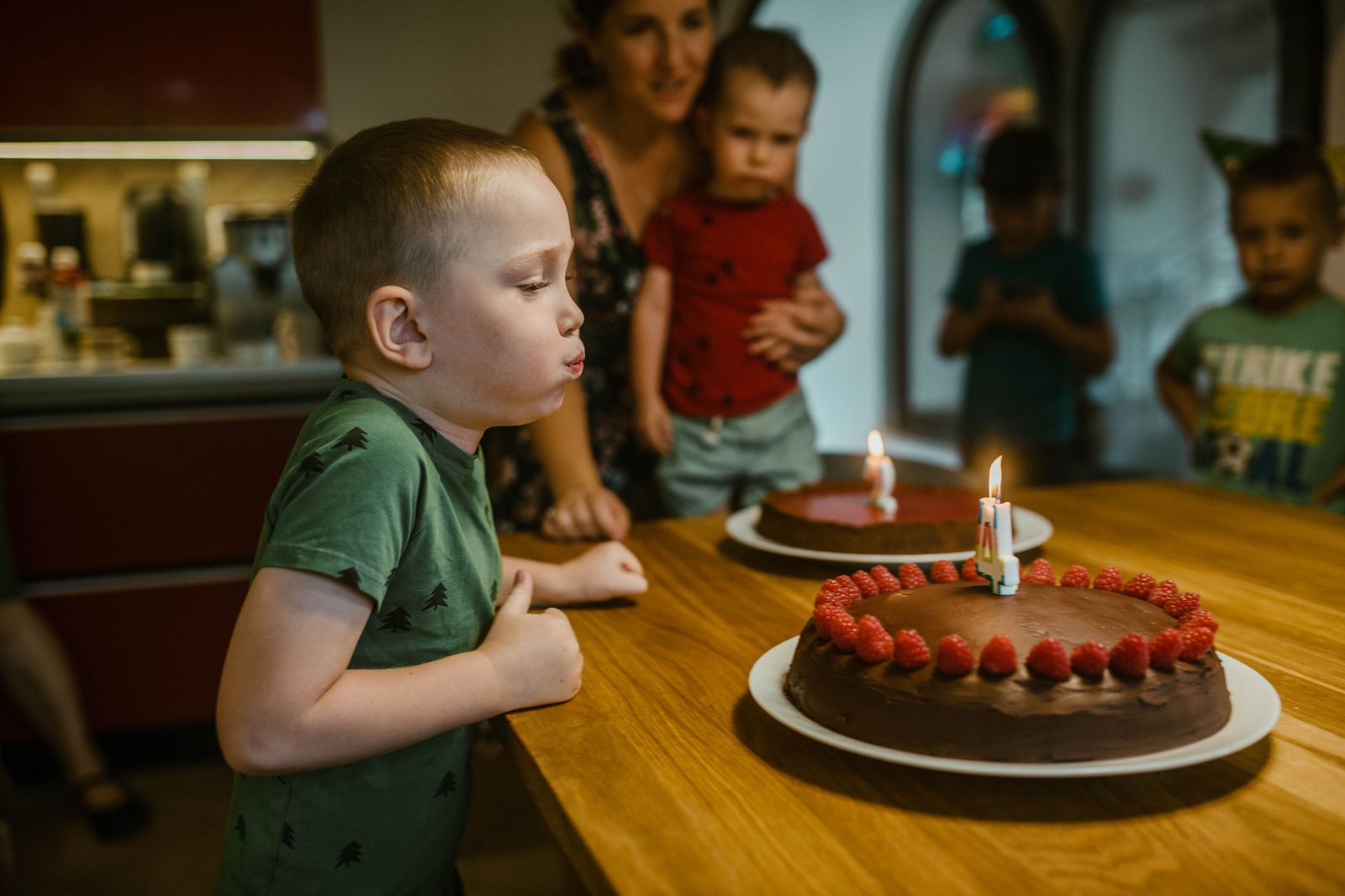 Birthday cake with candles ready for the party at home