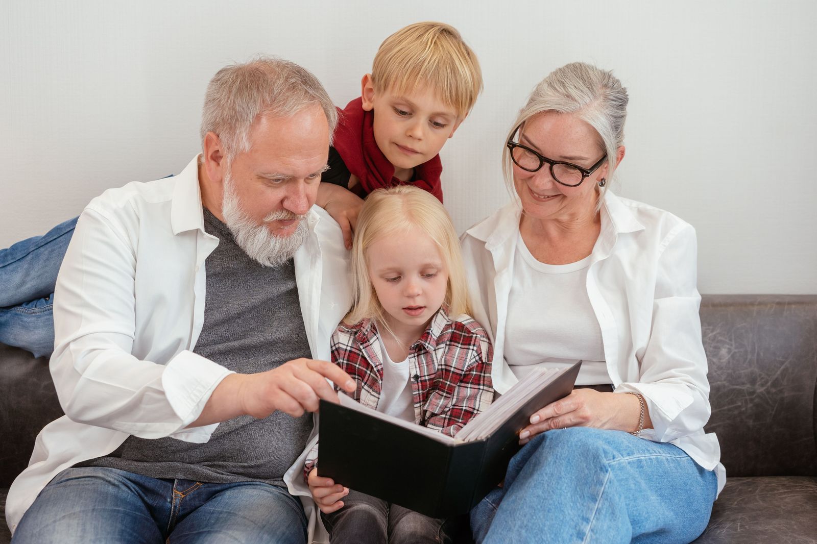 Grandparents meeting their grandchildren after a long flight to Toronto