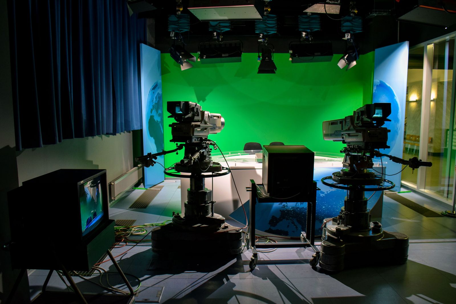 A lit soundstage between set-ups