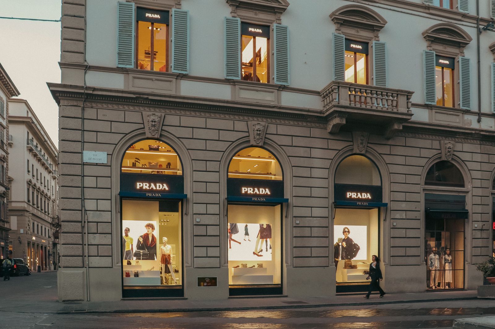 A shopping street in the evening, a typical stop on an as-directed chauffeur booking